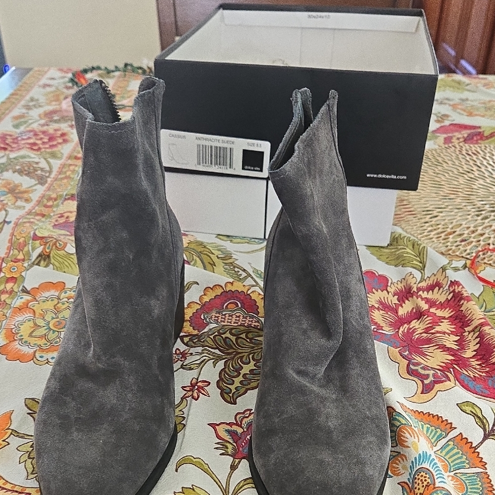 Dolce Vita Gray Cassius Anthracite Suede Women's Heeled Boots